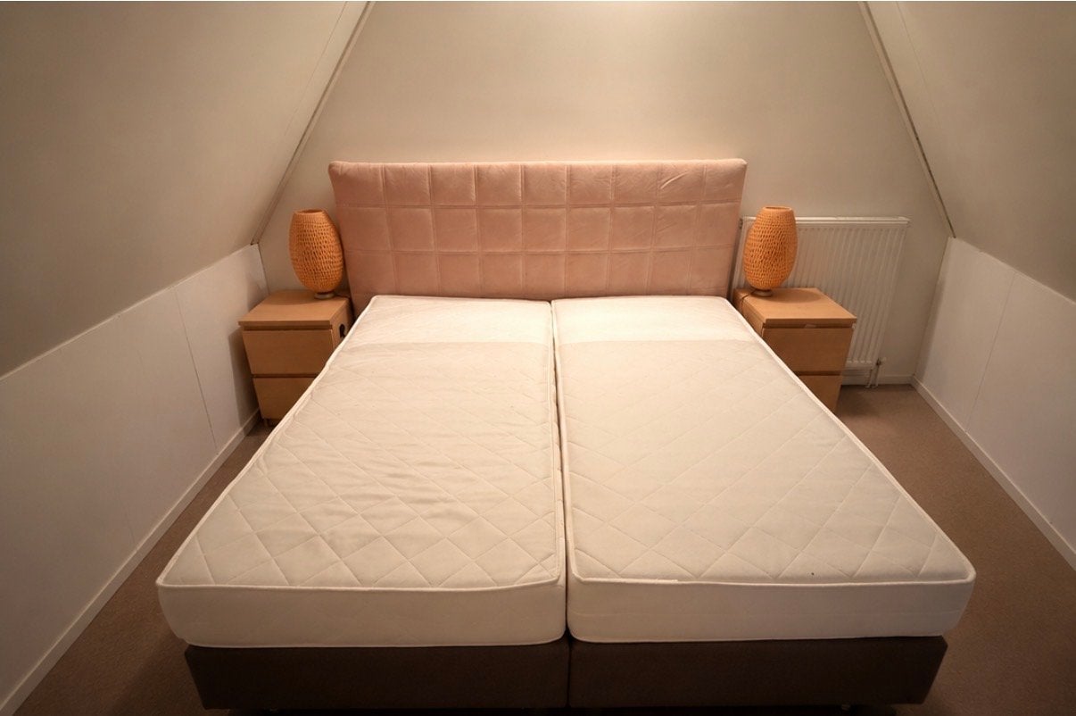 Tweepersoons boxspring 160x200 cm, Ophalen, Gebruikt, Bruin, Tweepersoons