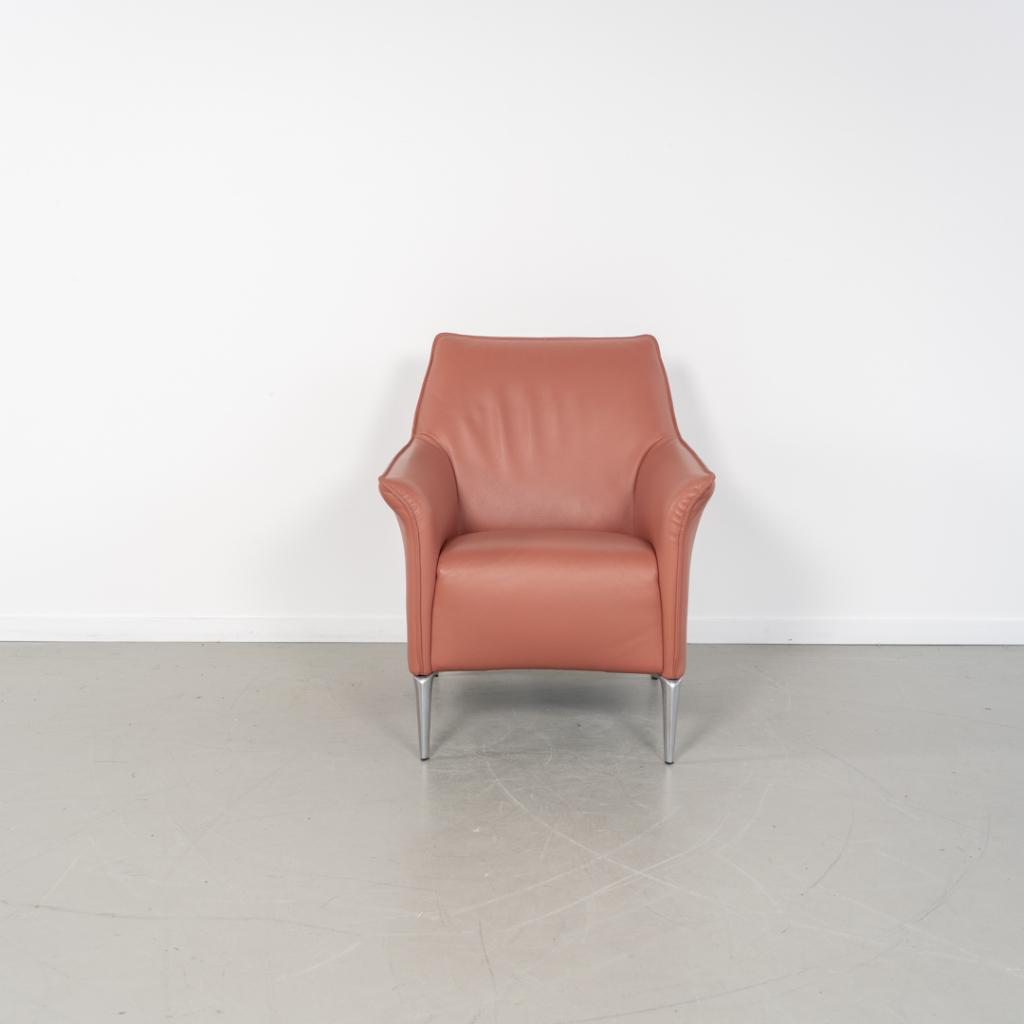 1x Leolux Mayuro Fauteuil Oudroze Leer - Chroom Frame, Huis en Inrichting, Fauteuils, Niet ingevuld, Minder dan 75 cm, Niet ingevuld
