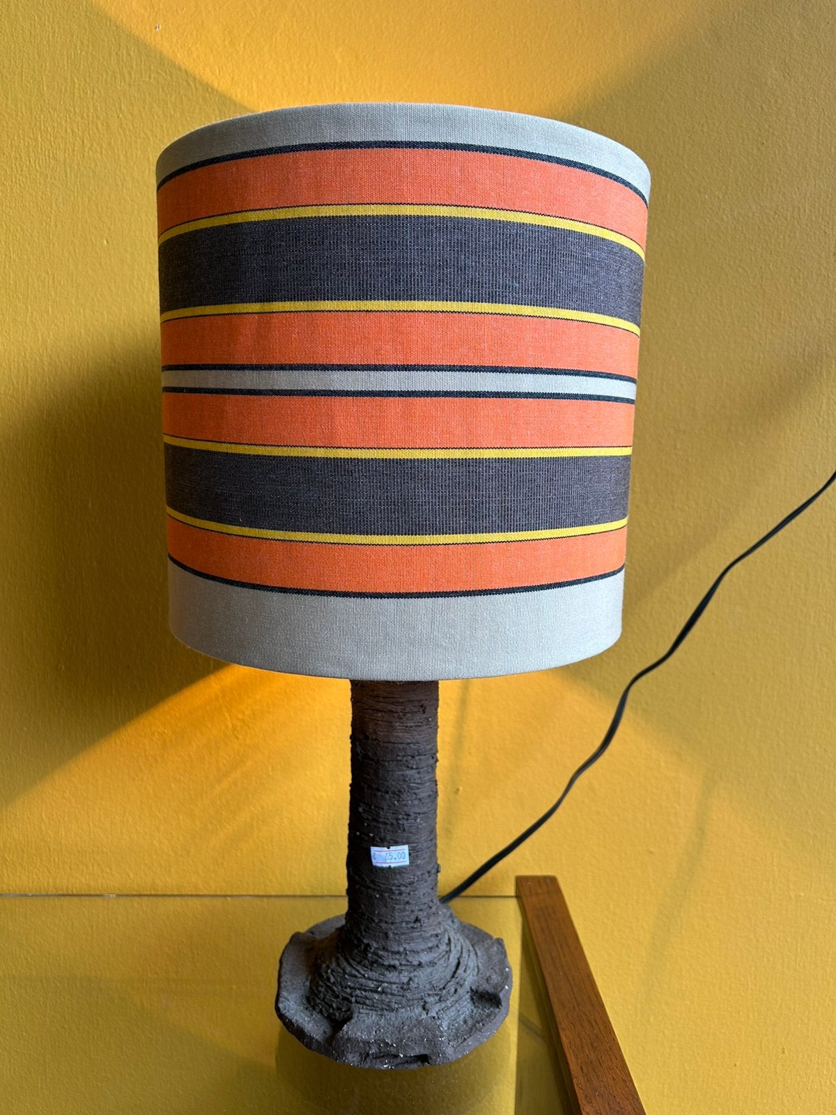 Vintage jaren 60/70 brutalistische tafellamp met oranje kap, Vintage, Oranje, Keramiek, ?