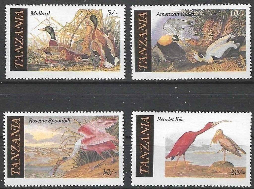 Tanzania 1986 - Yvert 277-280 - Vogels van Audubon (PF), Verzenden, Tanzania, Postfris