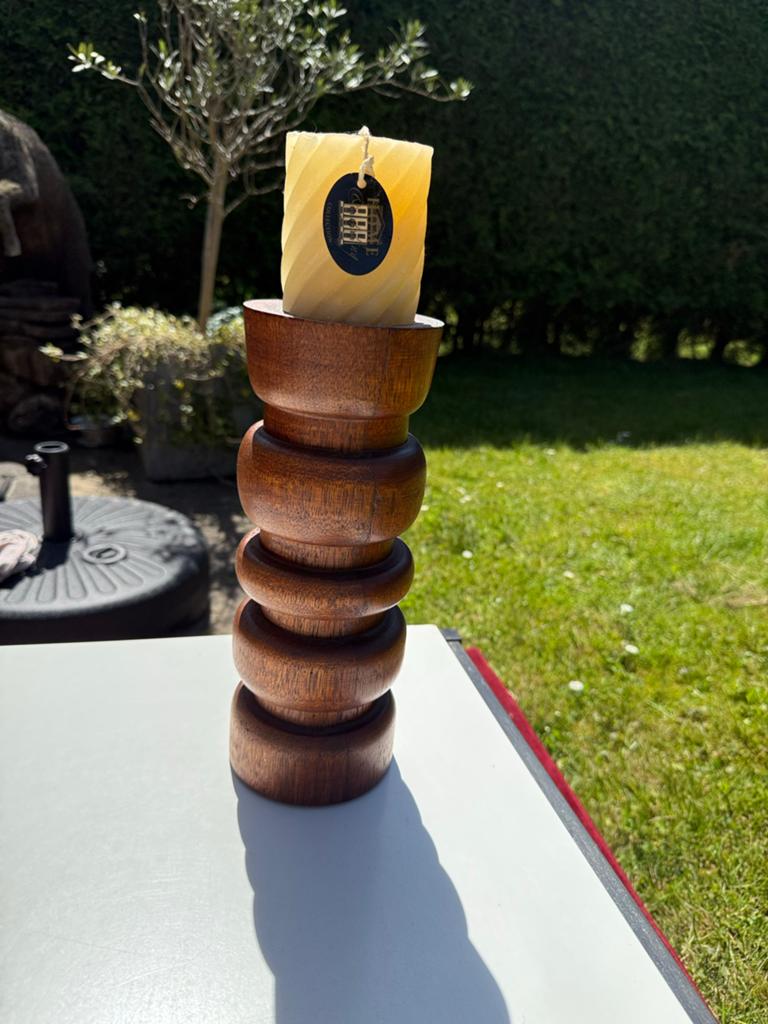 Robuuste Teak Houten Kandelaar - Zware Kwaliteit, Ophalen, Gebruikt, Kandelaar, Hout