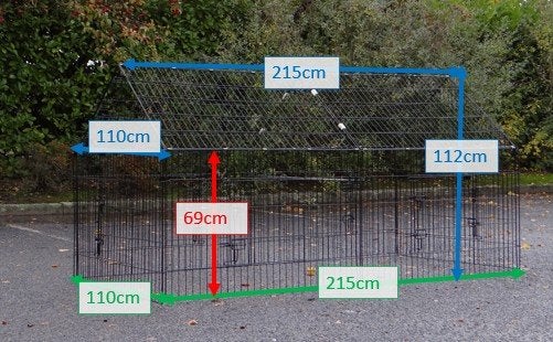 Inklapbare ren kippenren of konijnenren zwart puntdak 216cm, Dieren en Toebehoren, Ophalen, 110 cm of meer, Nieuw, 90 cm of meer