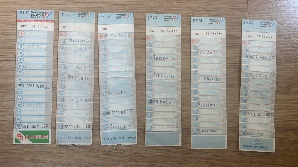 Nationale strippenkaart blauw NLG 6 x                     _2, Verzamelen, Spoorwegen en Tramwegen, Ophalen, Gebruikt, Bus of Metro