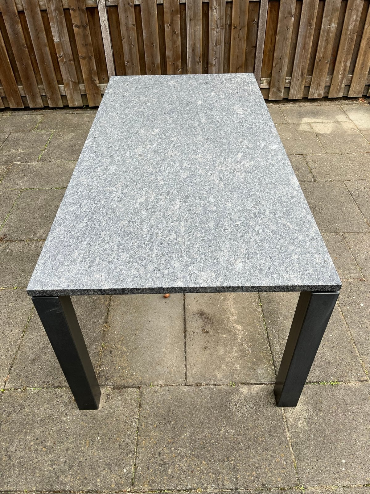 Stabiele aluminium tuintafel met granieten blad, Ophalen, Gebruikt, Rechthoekig, Aluminium