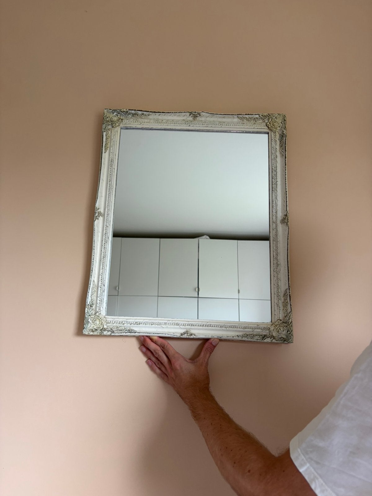 Spiegel, brocante look, Ophalen, Minder dan 50 cm, Gebruikt, Minder dan 100 cm