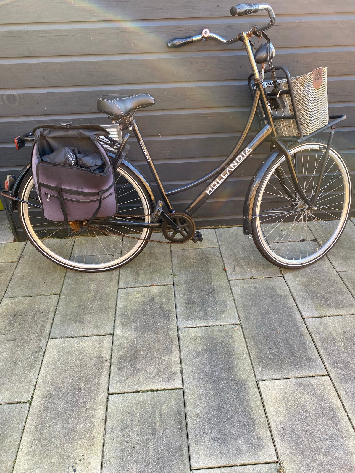 Hollandia Student damesfiets met mand en fietstassen, Terugtraprem, Ophalen, Overige merken, 53 tot 56 cm