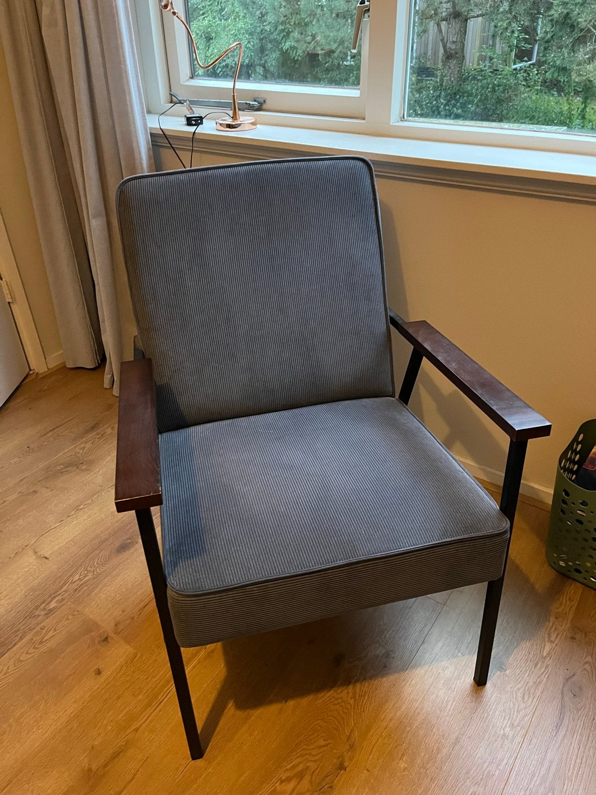 Fauteuil WOOOD, blauw rib, Ophalen, Hout, Gebruikt, Blauw
