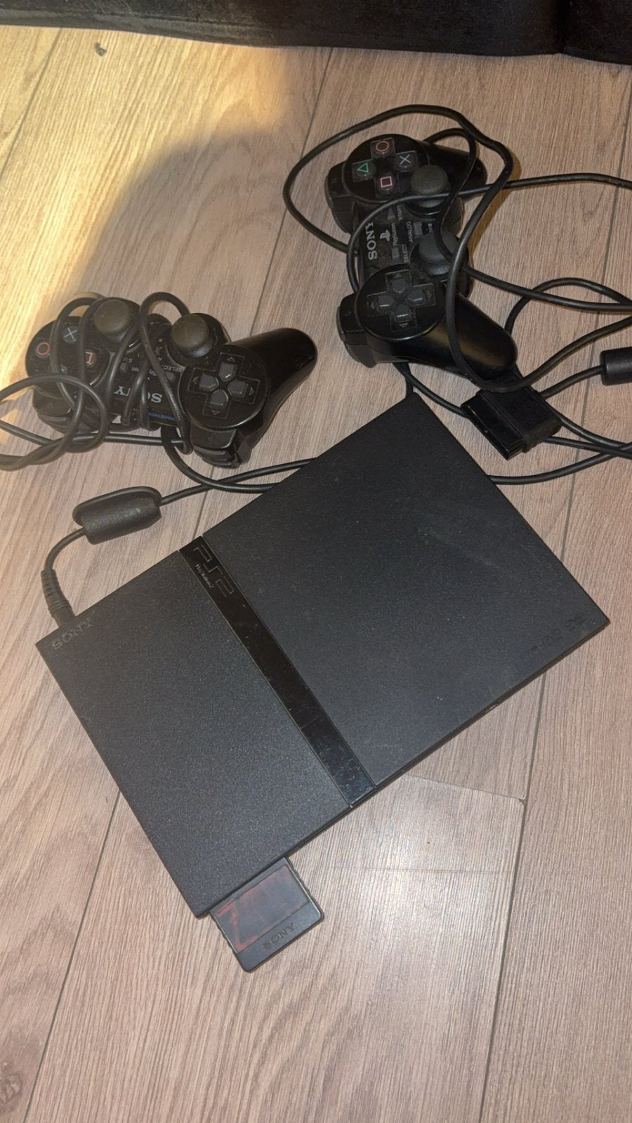 Sony PlayStation 2 Slim met 2 controllers en geheugenkaart, Ophalen, Gebruikt, Zwart, Met 2 controllers
