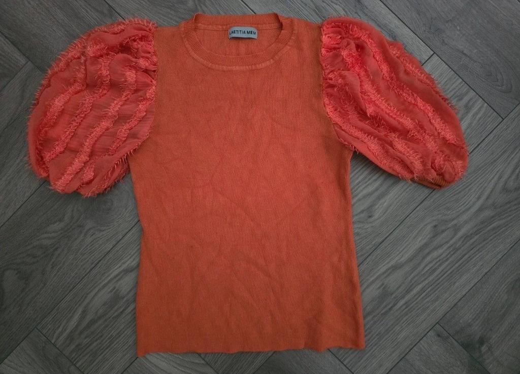 Laetitia Mem top met pofmouwen - Maat S/M, Kleding | Dames, Oranje, Ophalen of Verzenden, Maat 36 (S), Gedragen