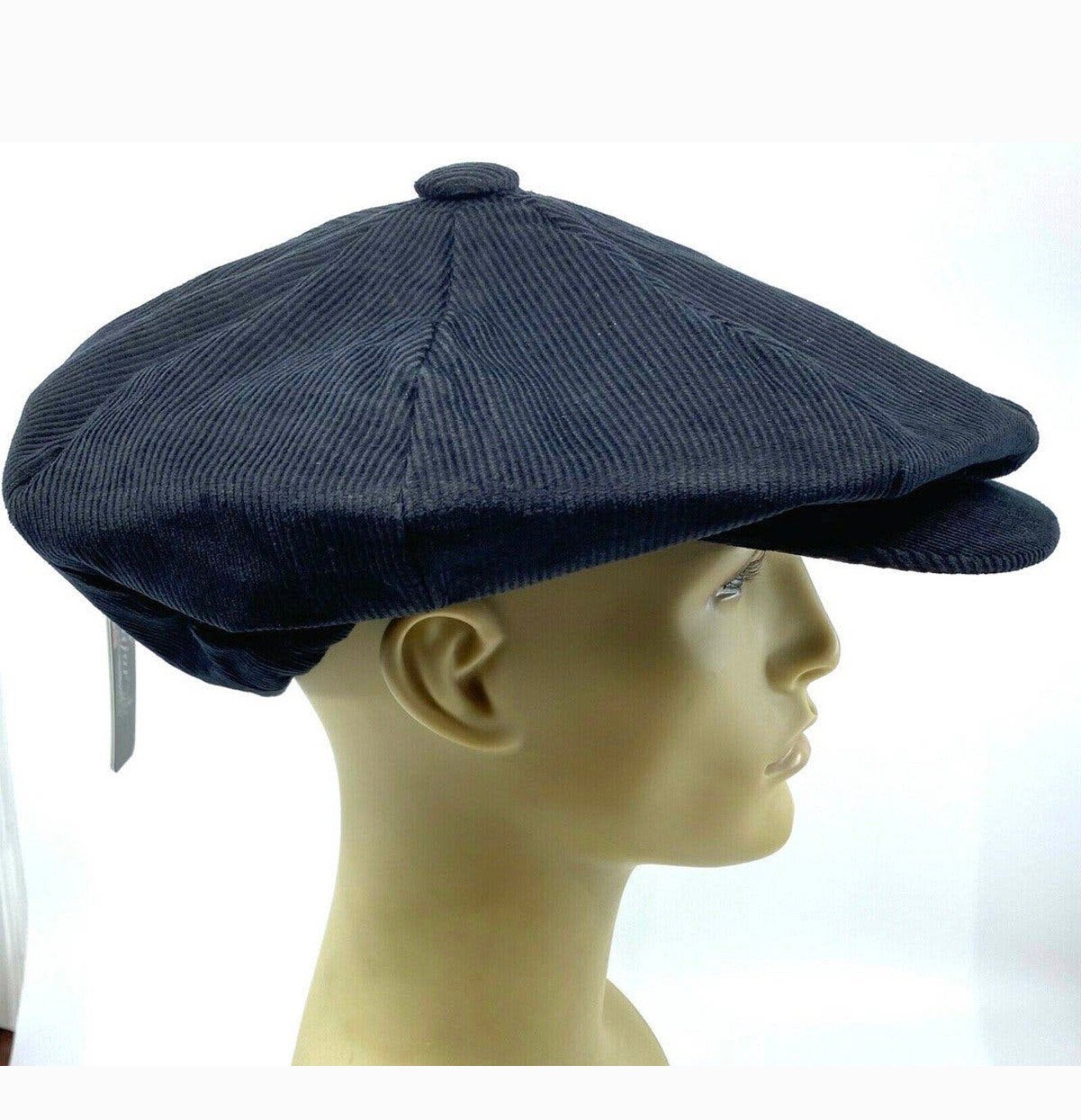 Peaky Blinders Gatsby Pet Hoed Oversized Cord Zwart big hat, P, P, P, Nieuw