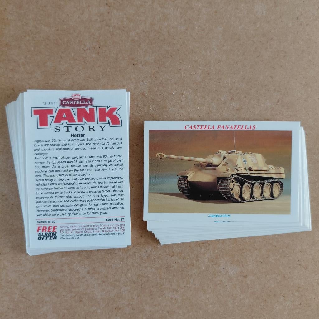 The Tank Story complete set 30 cigar cards 1997 Castella, Ophalen, Landmacht, Overige gebieden, Overige typen