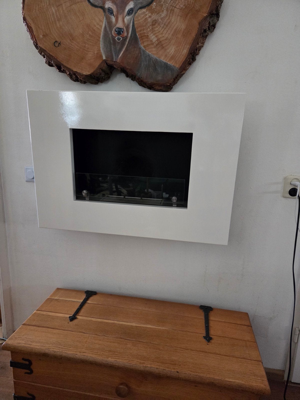 Witte hangende gelhaard - gebruikt, Ophalen of Verzenden, Gebruikt, Hangende haard, Gelhaard