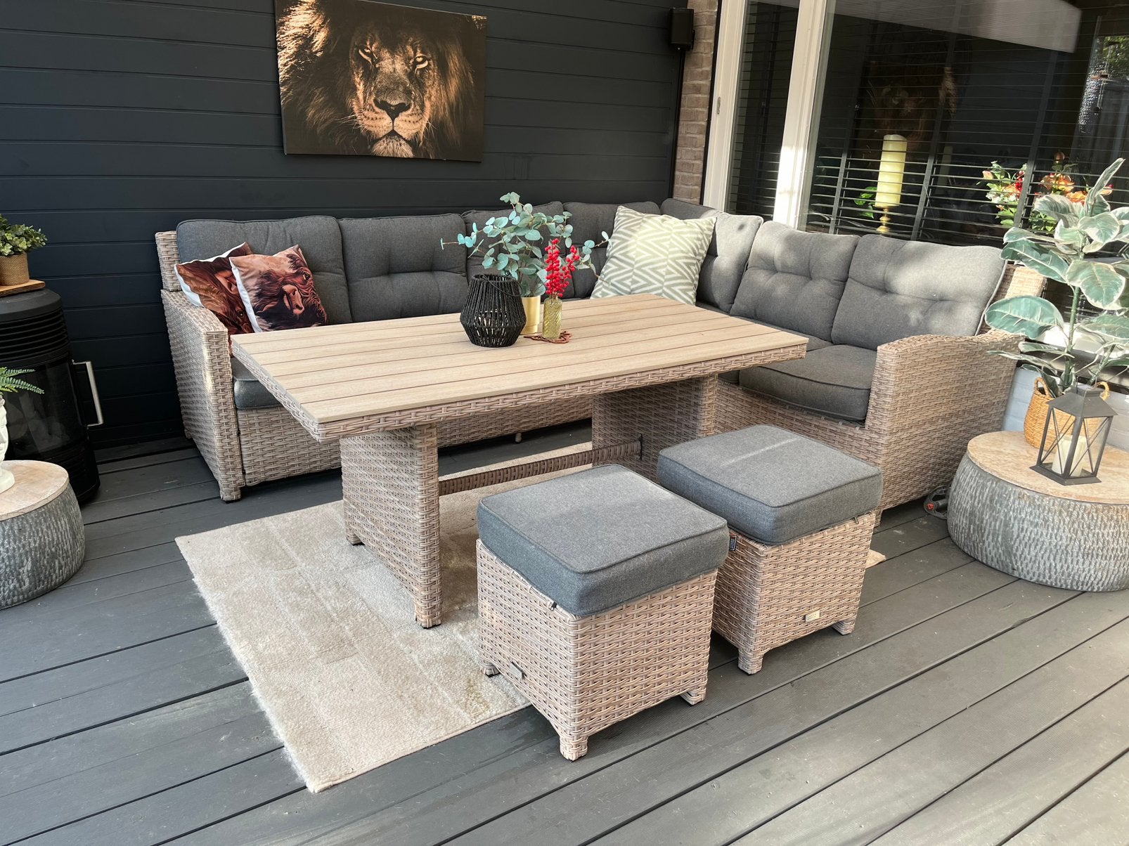 Lounge dinning set Alaska ZGAN, Ophalen, Zo goed als nieuw, Aluminium, Eettafel