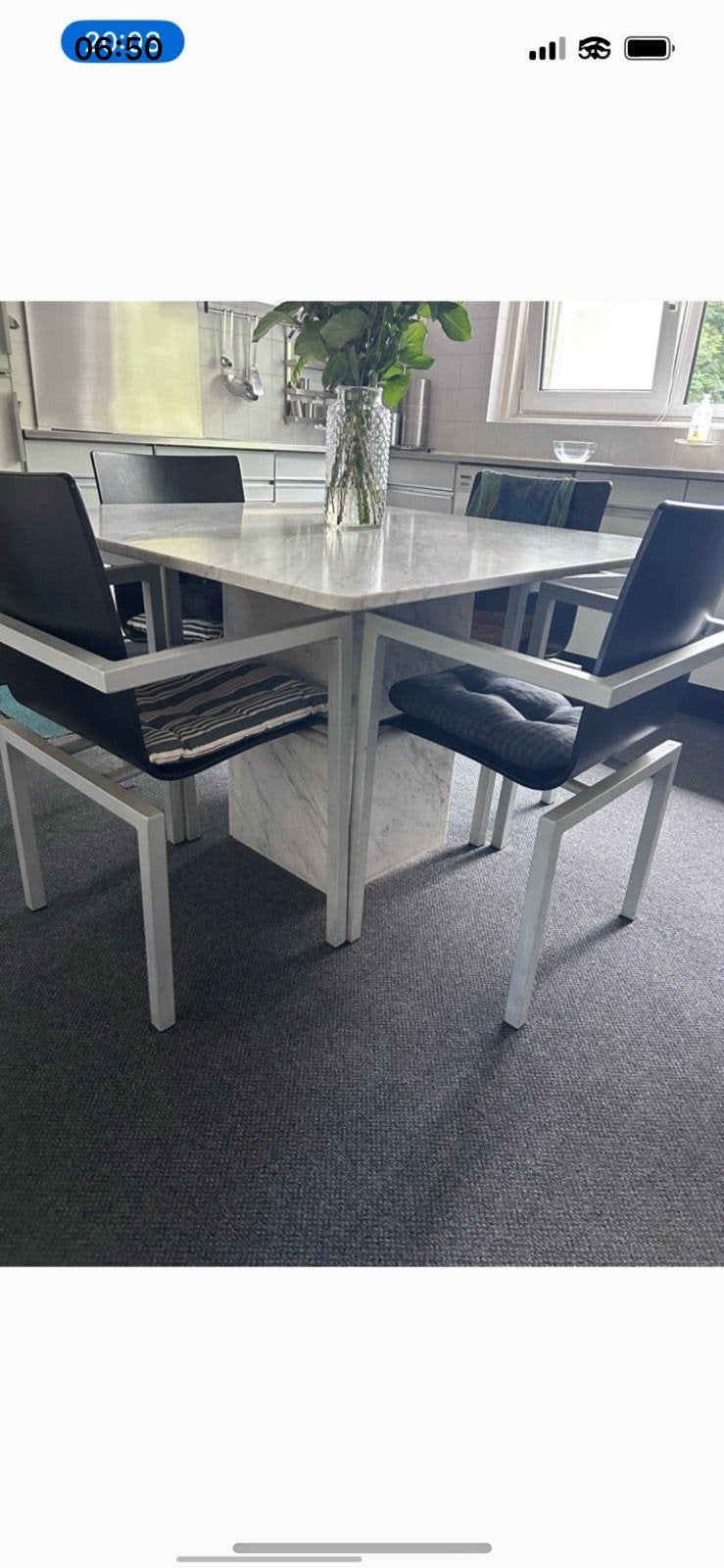 Marmeren vierkante eettafel 110x110cm, Ophalen, Overige materialen, Gebruikt, Vierkant