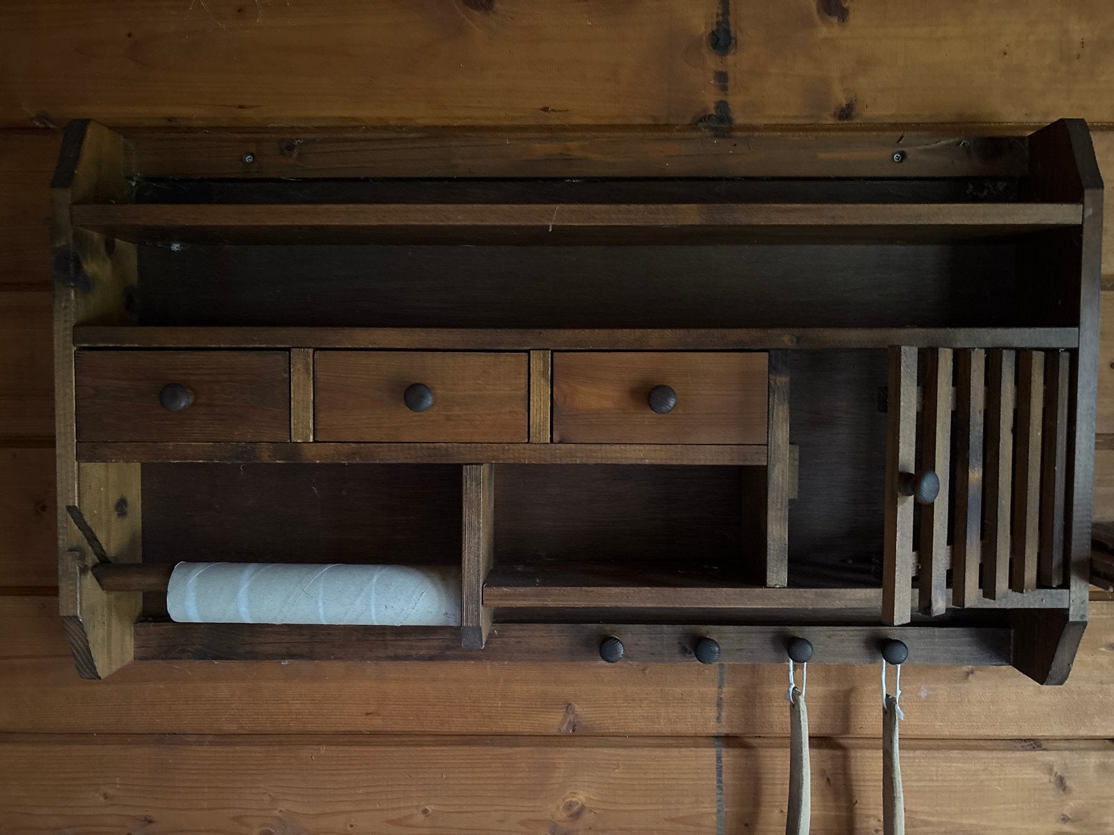 Vintage houten keukenrek met lades en haakjes, Ophalen, Hout, Overige typen, Gebruikt