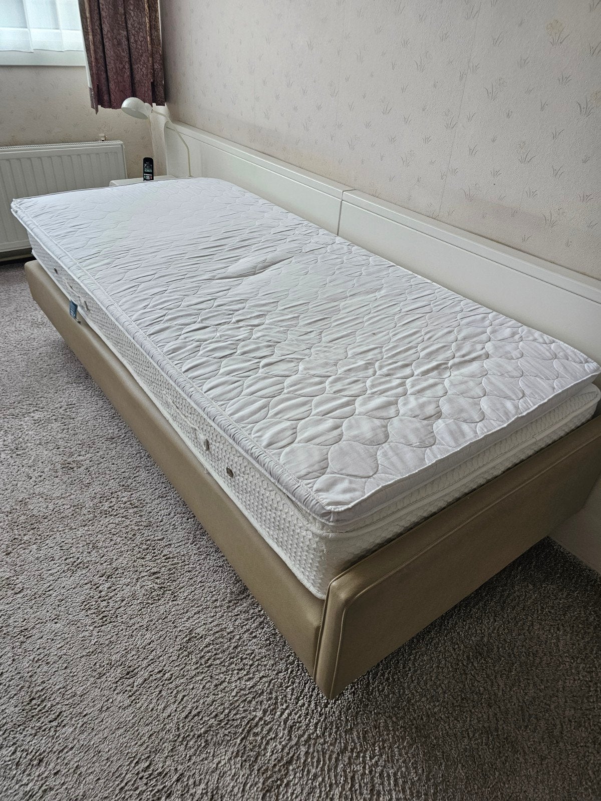 boxspring 2x zevenslaper pullman matrassen, Huis en Inrichting, Ophalen, Gebruikt, 90 cm, Beige