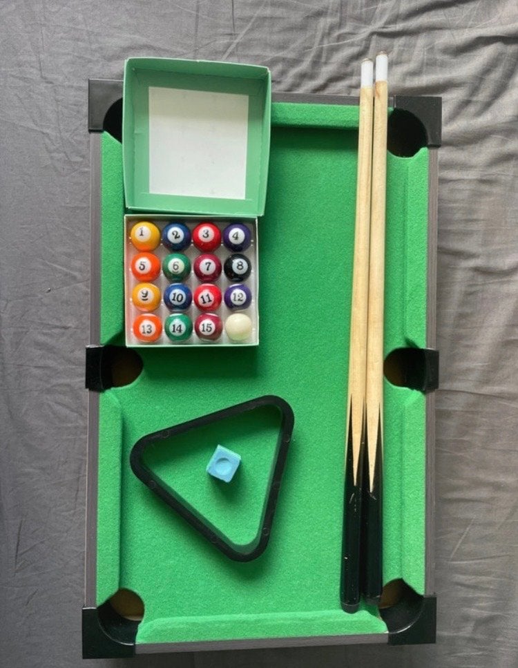 HEMA Mini Pooltafel Set - Compleet met Keuen en Ballen, Ophalen of Verzenden, Zo goed als nieuw, Pooltafel