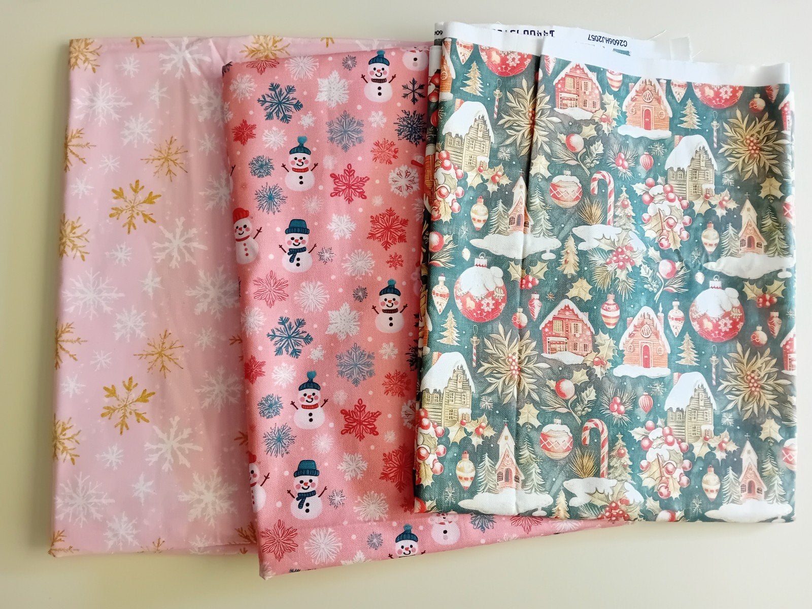 3 nieuwe lappen katoen • kerst winter, Hobby en Vrije tijd, Nieuw, Ophalen of Verzenden, 30 tot 120 cm, Katoen