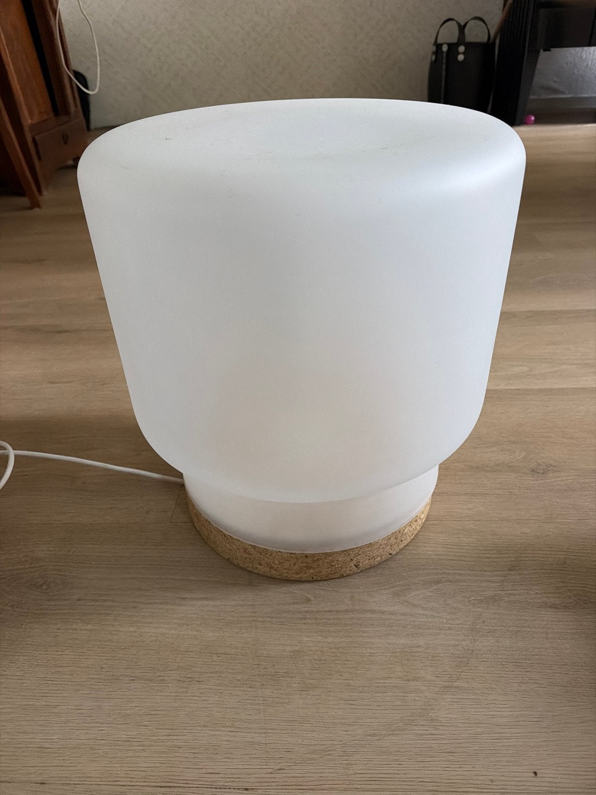 IKEA Sinnerlig tafellamp - kurk en wit glas, Ophalen, Scandinavisch, Wit, E27 (groot)