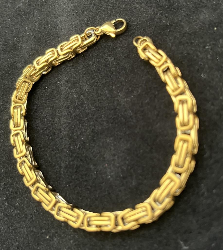 Armband Koningsschakel Goud verguld massief 20 CM -NIEUW-, Ophalen of Verzenden, Nieuw, Goud, Overige materialen