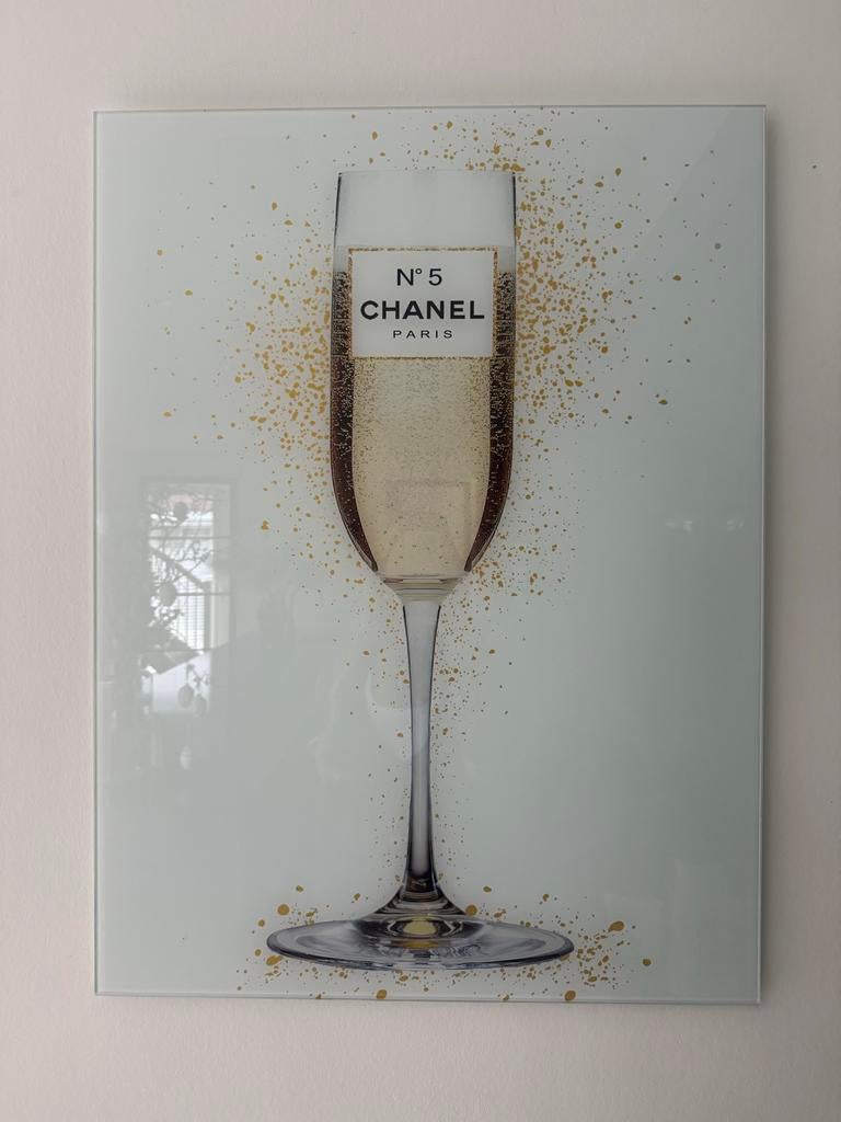 Glasschilderij te koop, Ophalen, Zo goed als nieuw, Schilderij, 75 cm of meer