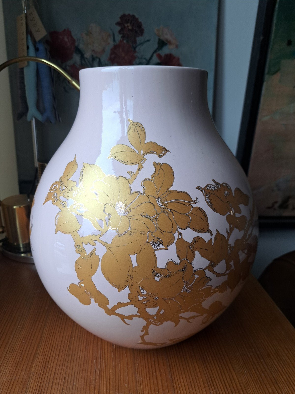 IKEA Hella Jongerius Vaas - Roze met Gouden Bloemen, Ophalen