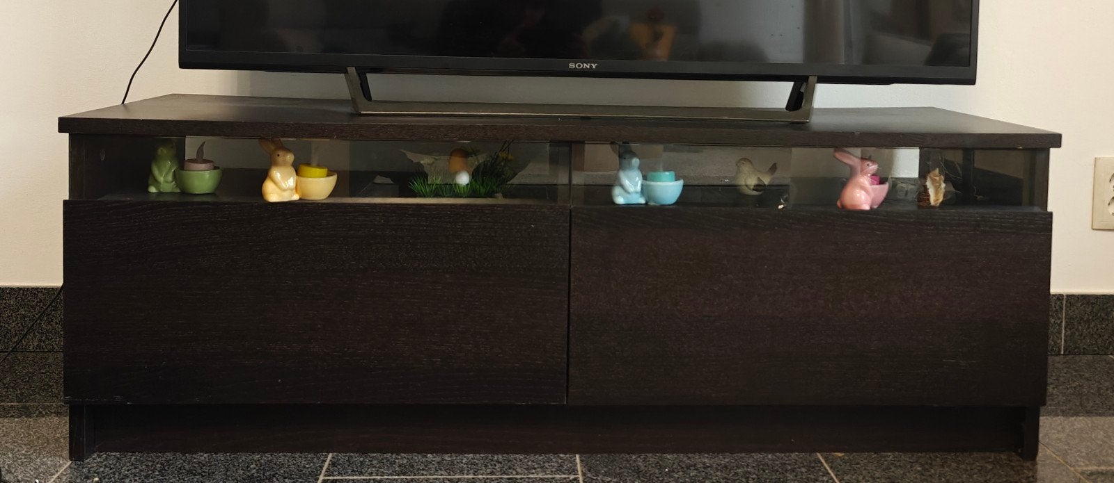TV meubel donker bruin (sturdy Tv stand dark brown), Ophalen, Gebruikt, 100 tot 150 cm, Minder dan 100 cm