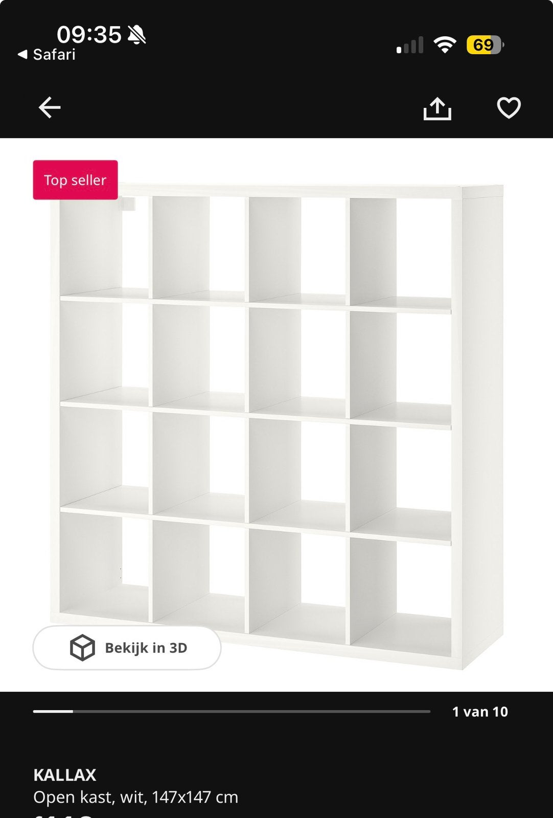Witte kallax kast met bureau, Ophalen, Gebruikt, 100 tot 150 cm, 100 tot 150 cm