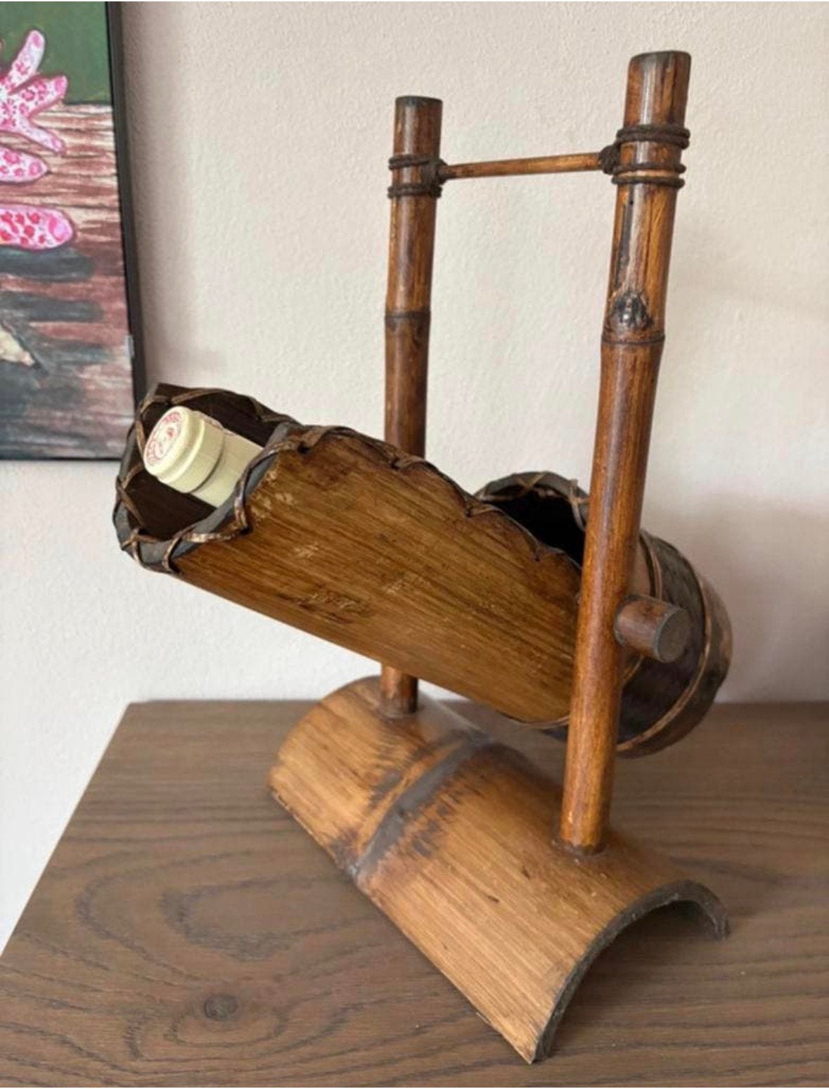 Wijnhoudrr van bamboe, Ophalen of Verzenden, Zo goed als nieuw, Hout, Minder dan 5 flessen