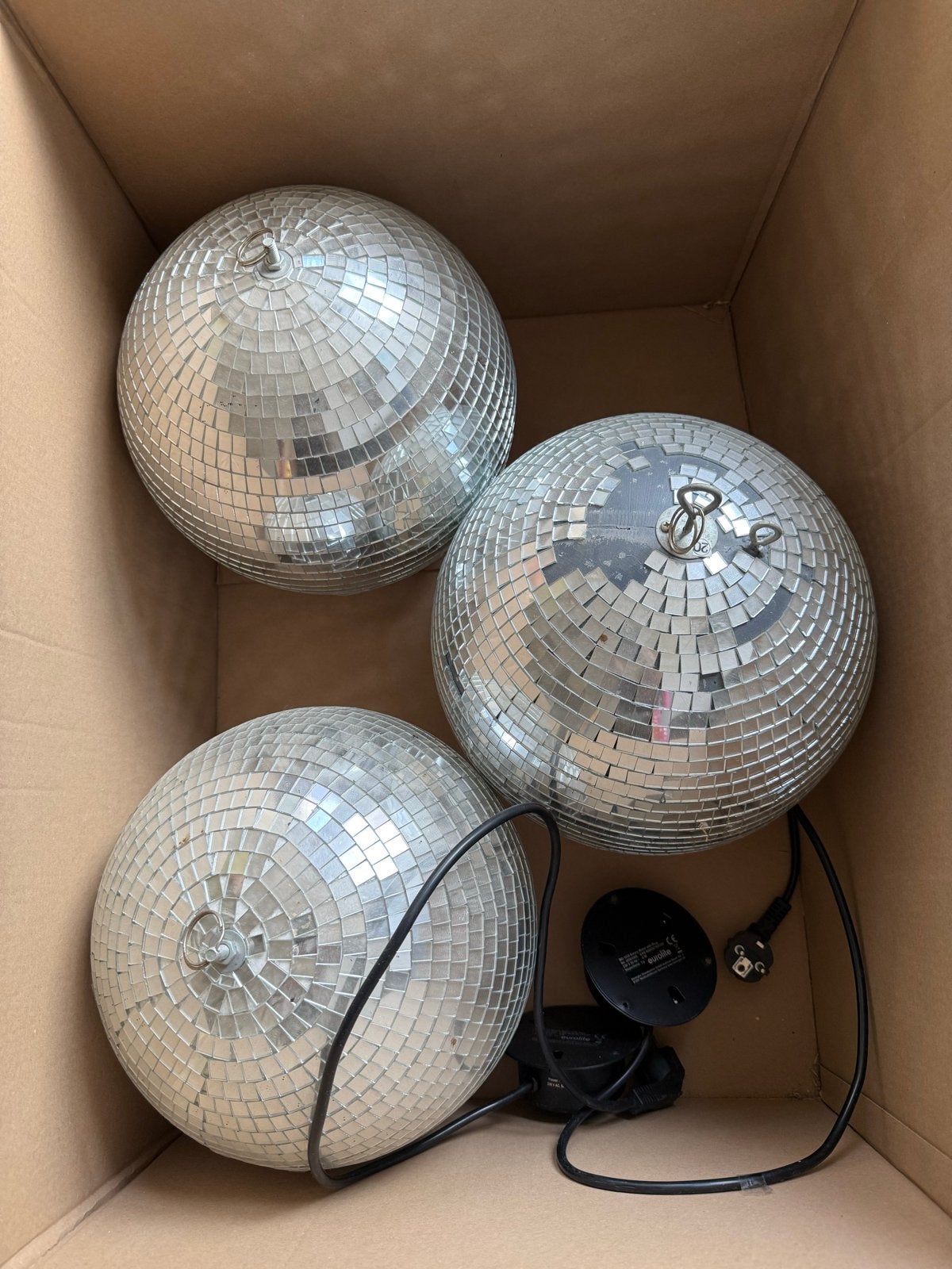 Set van 3 discoballen met 2 motoren, Overige merken, Gebruikt, Overige fittingen, Zilver