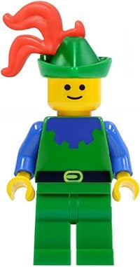 LEGO Castle cas133 Forestman - Blue, Green Hat, Red 3-Feathe, Gebruikt, Lego, Ophalen of Verzenden, Minifiguur