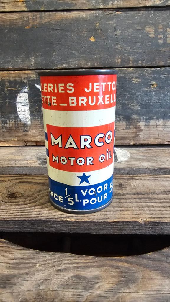 Marco motor oil 2 takt olieblik, Verzamelen, Blikken, Ophalen of Verzenden, Zo goed als nieuw, Overige