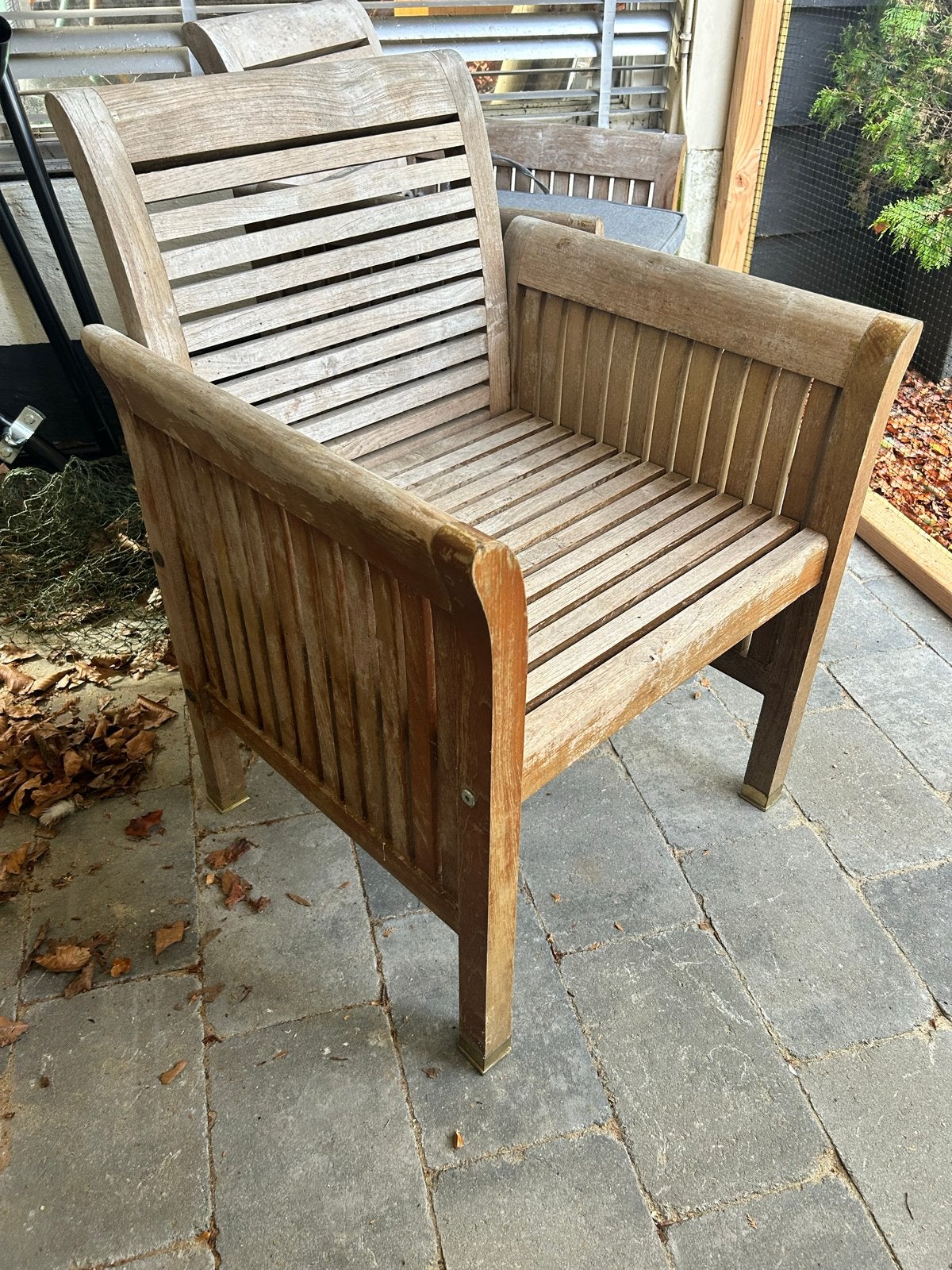 4 Robuuste Teakhouten Tuinstoel - Allure Merk, Ophalen, Gebruikt, Teakhout