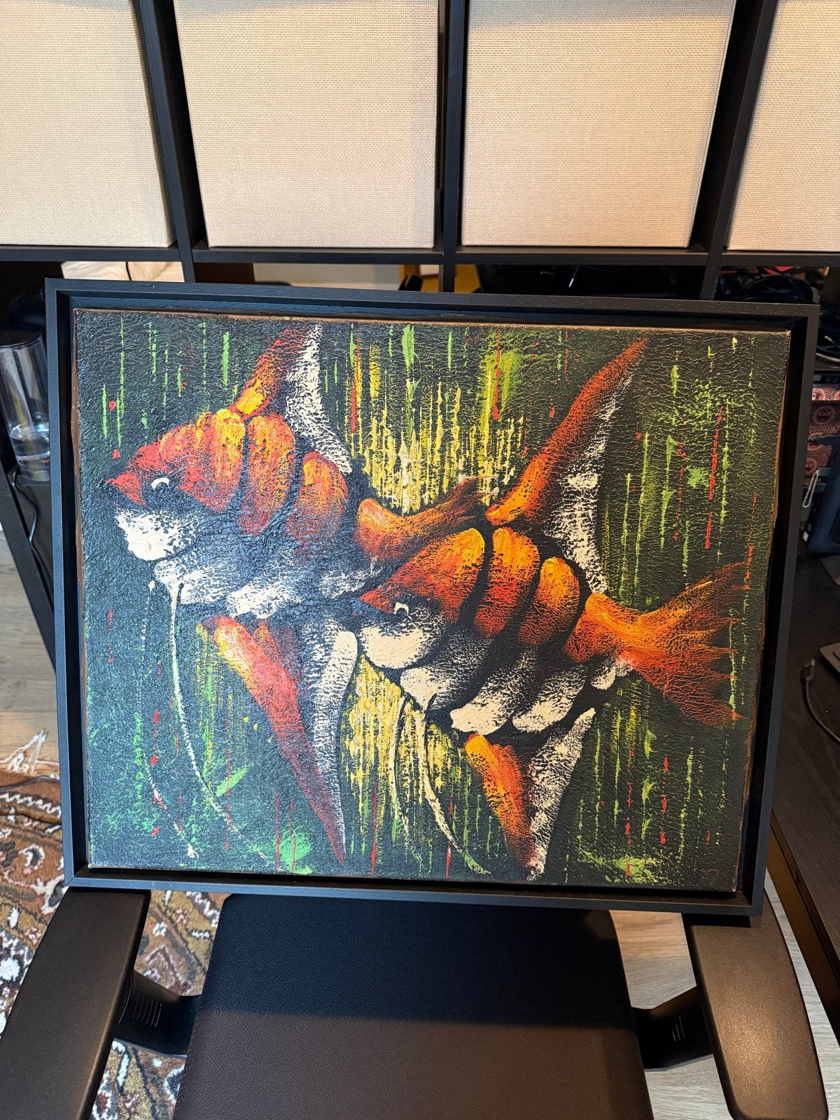 Vintage schilderij van Range - Impasto techniek, Ophalen, Met textuur, Dieren, Olieverf