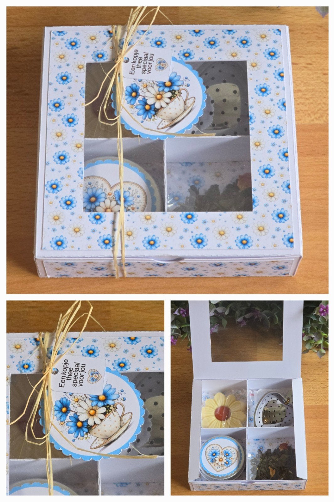 zelfgemaakt cadeaudoosje bloemen thee, Ophalen of Verzenden, Zo goed als nieuw, Overige thema's