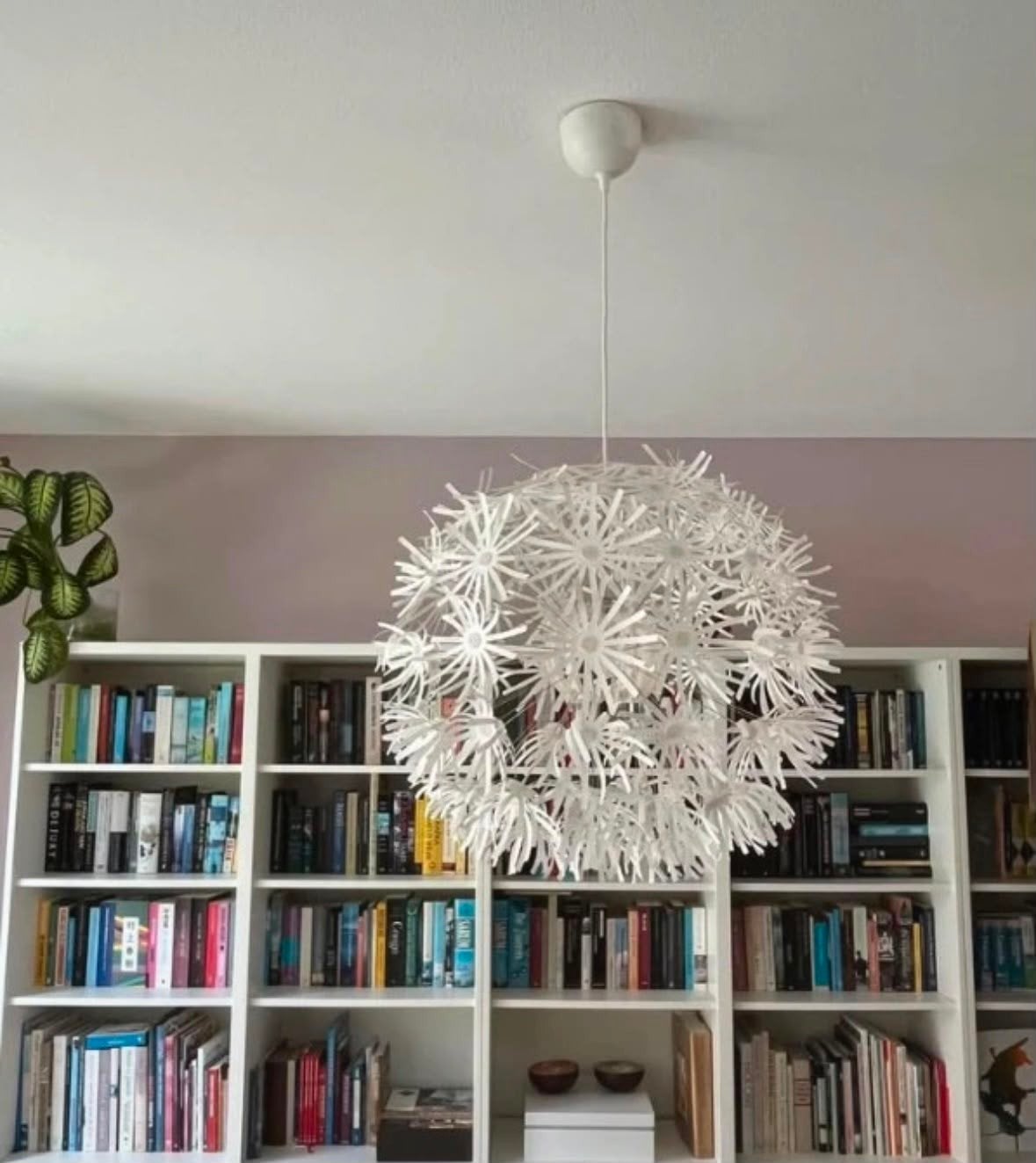 IKEA Maskros Plafondlamp met Papieren Bloemen, Ophalen, Gebruikt, E27 (groot), Natuurlijk materiaal