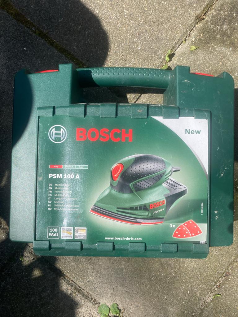 Bosch PSM 100 A multischuurmachine met koffer, Doe-het-zelf en Verbouw, Gereedschap | Schuurmachines, Ophalen, Gebruikt, Minder dan 600 watt