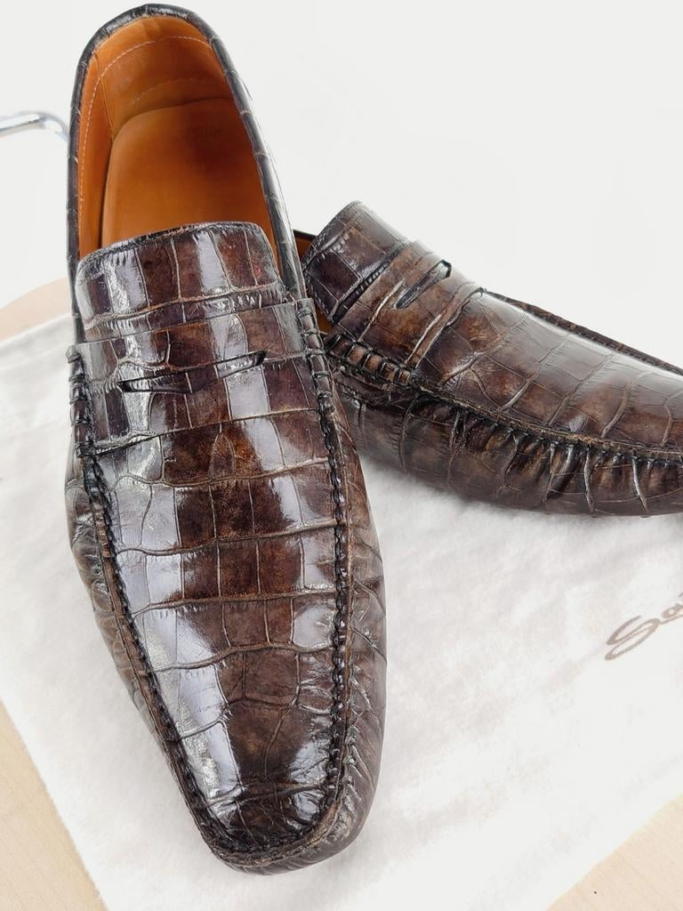 Santoni loafers, Loafers, Bruin, Ophalen of Verzenden, Zo goed als nieuw