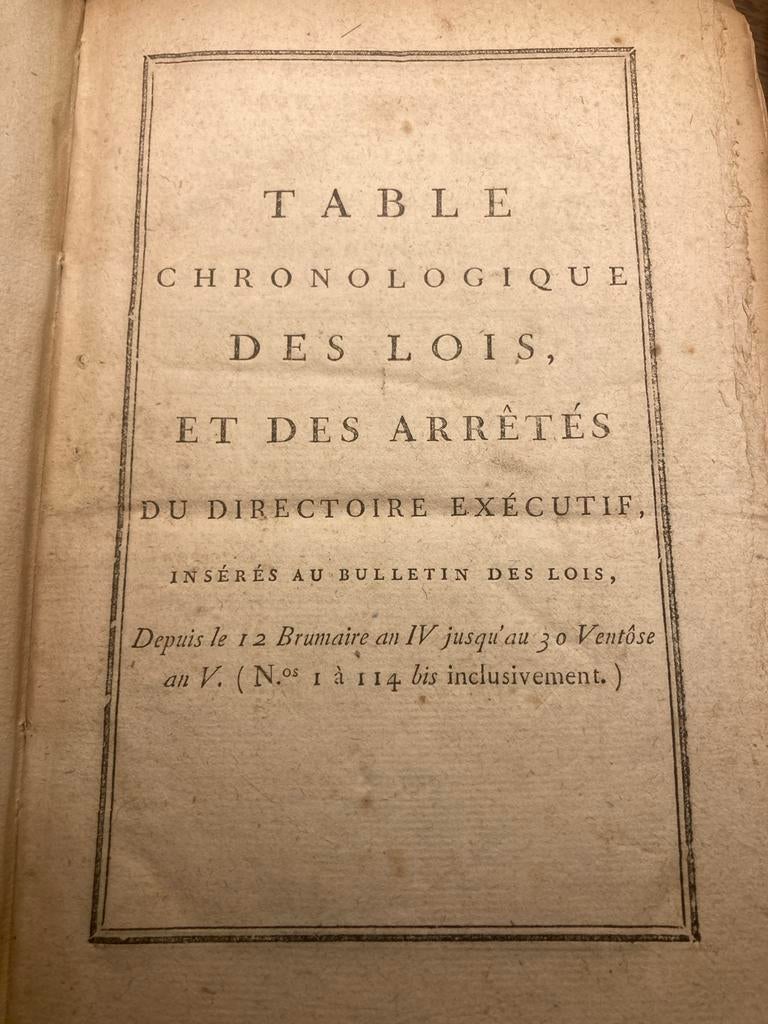 Table Chronologique Des Lois et Des Arrêtés, Ophalen of Verzenden