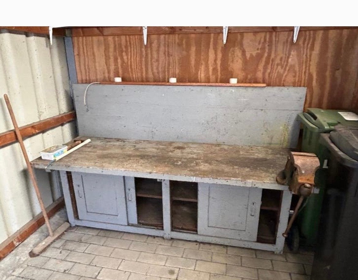 Mooie oude  werkbank in goede staat antiek, Ophalen, Gebruikt, 170 cm of meer, Bankschroef