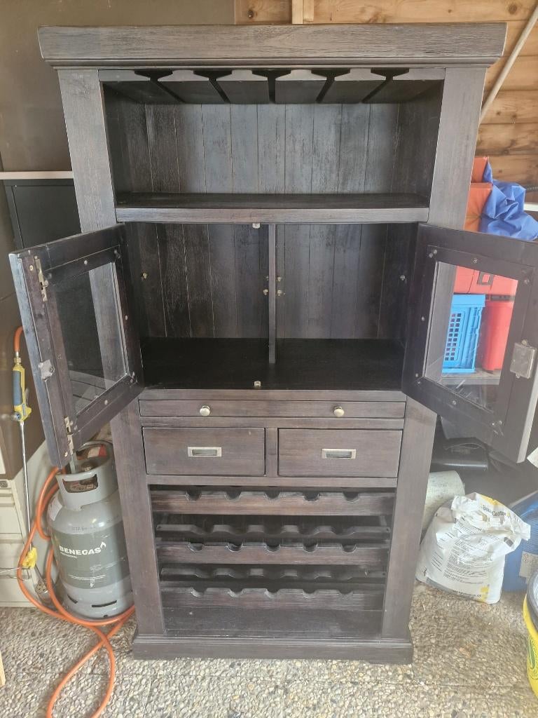 Wijnkast, teak, Ophalen, Teakhout, 50 tot 100 cm, Zo goed als nieuw