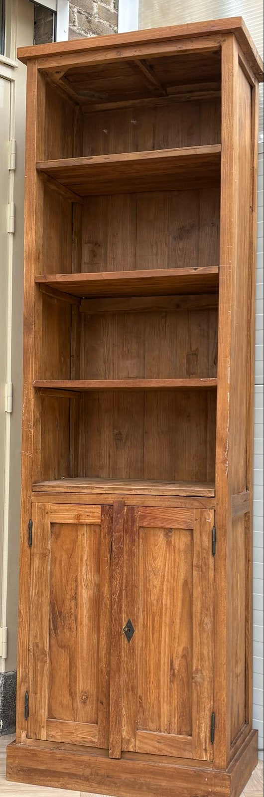 Mooie houten kast met open vakken en deuren, Ophalen, Gebruikt, 200 cm of meer, 50 tot 100 cm