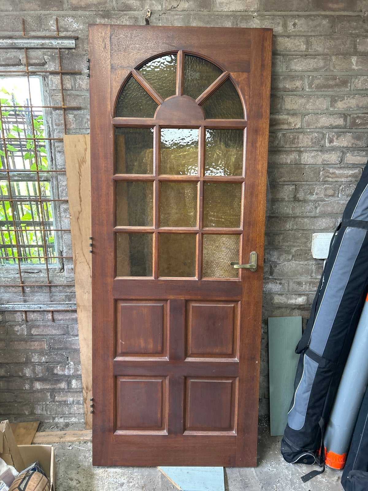 Hardhouten paneeldeur met glas 211x83x4 cm, Doe-het-zelf en Verbouw, Deuren en Horren, Gebruikt, Binnendeur, 200 tot 215 cm, 80 tot 100 cm