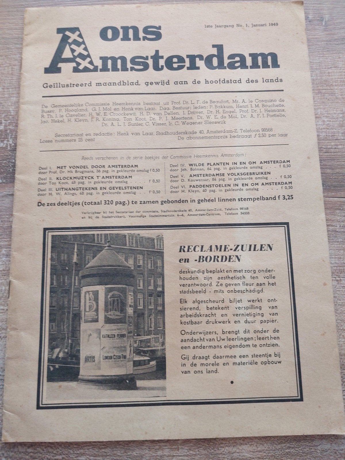 Ons Amsterdam - 1e Jaargang No. 1, Januari 1949, Boeken, Tijdschriften en Kranten, Ophalen of Verzenden, Gelezen, Overige typen