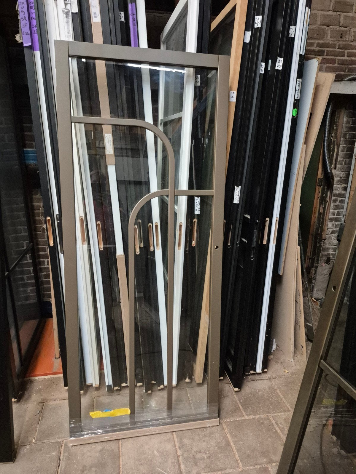 83x201,5cm binnendeur brons blank glas met valdorpel SL3, Doe-het-zelf en Verbouw, Ophalen, 80 tot 100 cm, ., Binnendeur