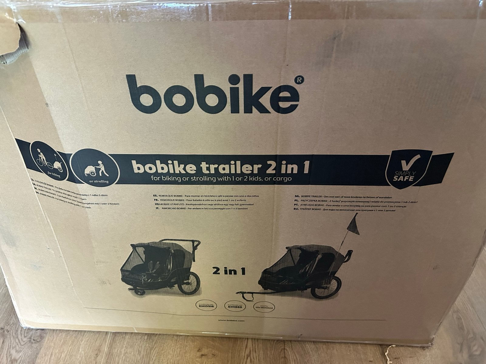 Bobike Trailer 2-in-1: Fietskar & Wandelwagen, Fietsen en Brommers, Ophalen, Opvouwbaar, Nieuw, Kinderkar
