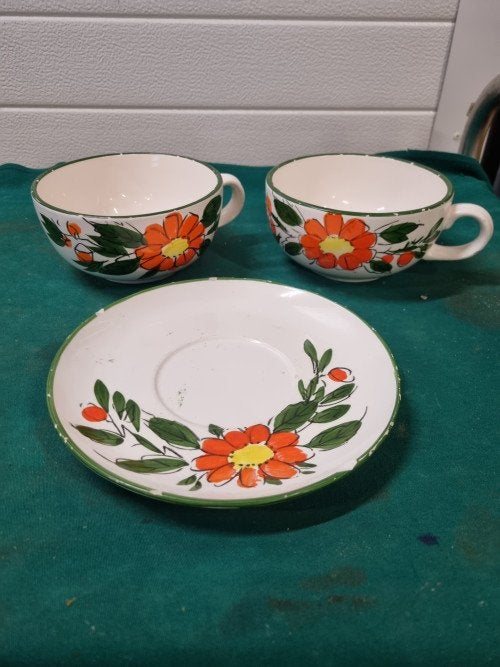 soepkoppen vintage japans oranje bloem, Ophalen of Verzenden, 'T Olde Gre-j, Info@toldegrej.nl, Endepoelstraat 20f Didam