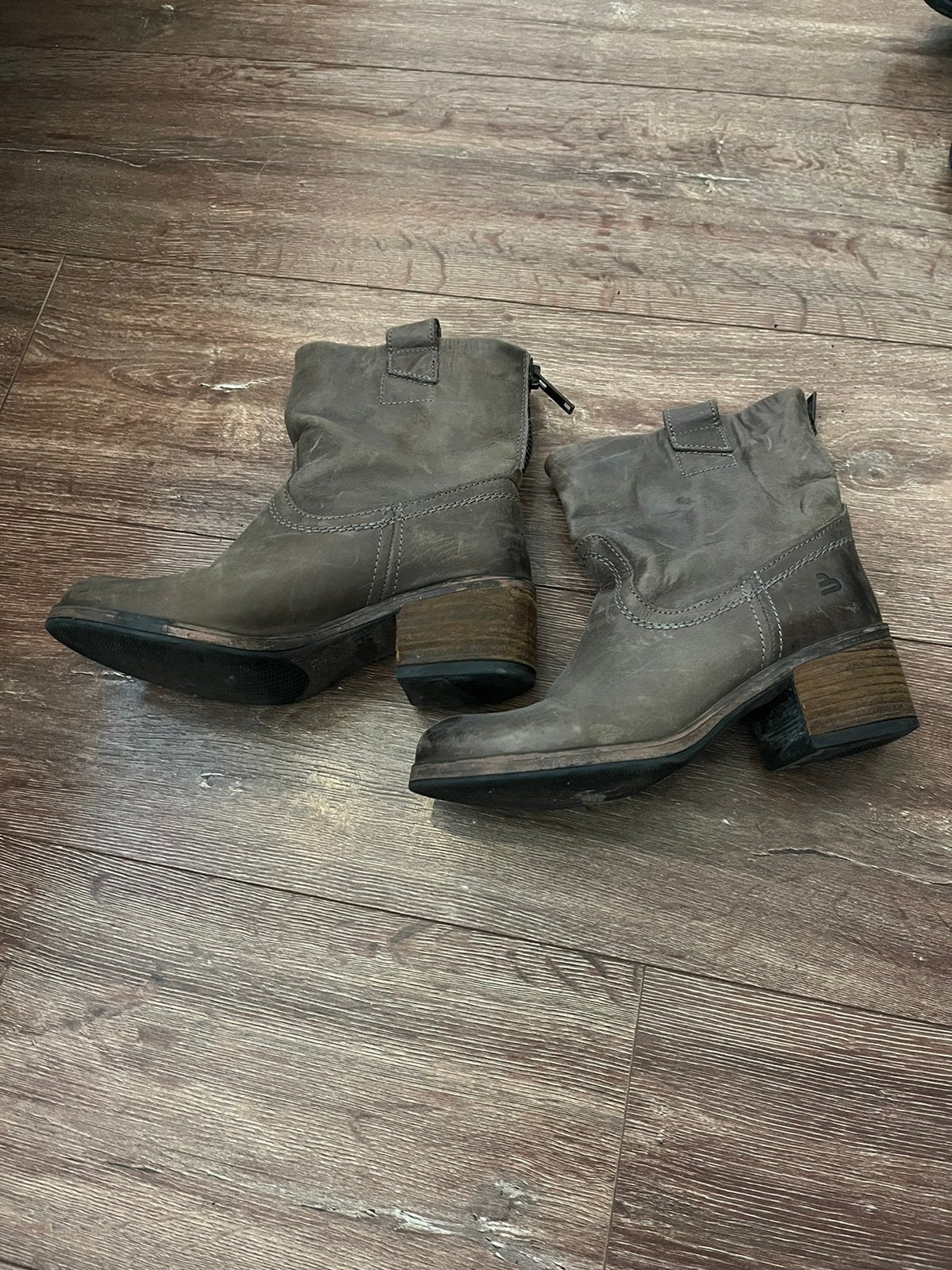 Stoere grijze leren enkellaarsjes / cowboy boots - Maat 38, Ophalen of Verzenden, Zo goed als nieuw, Grijs