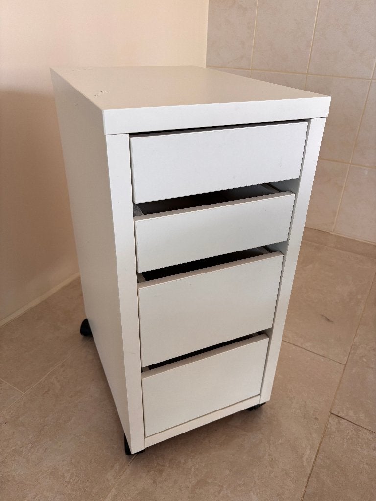 IKEA MICKE ladeblok op wieltjes wit, Huis en Inrichting, Kasten | Ladekasten, Ophalen, Gebruikt, 50 tot 100 cm, 3 of 4 laden