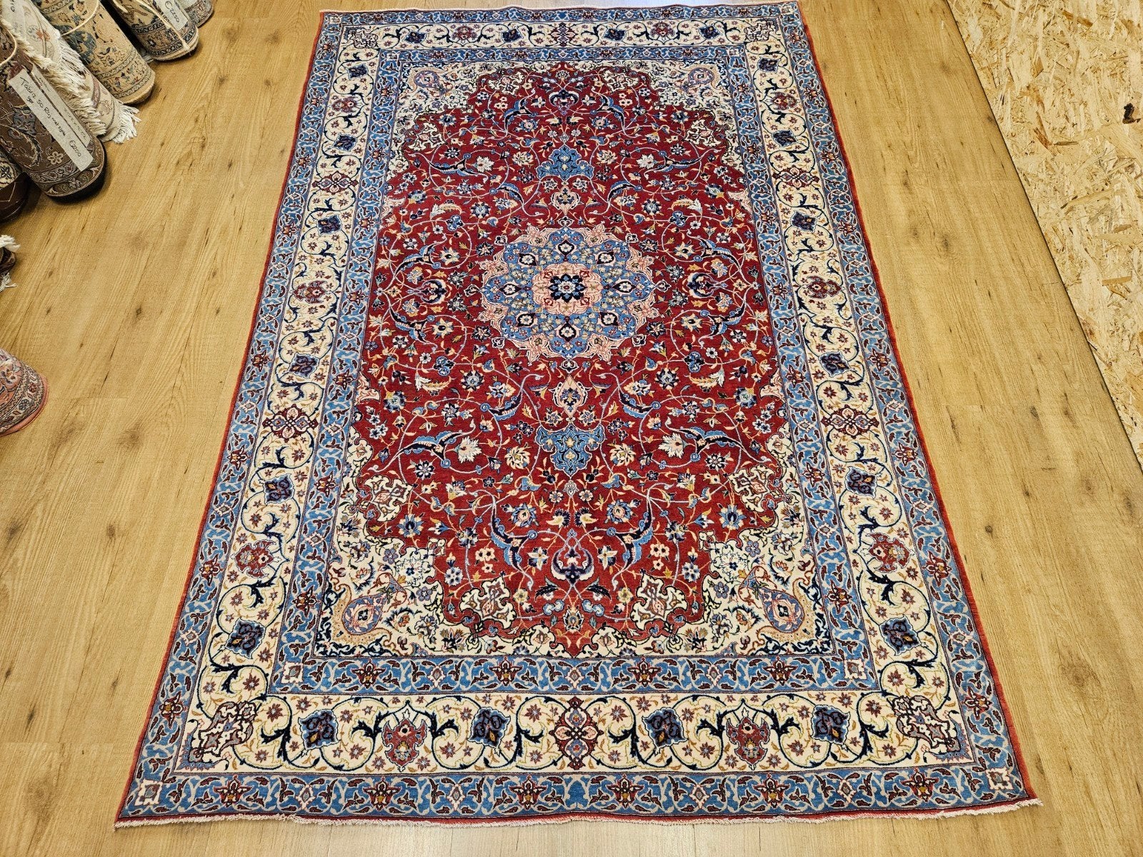 Vintage handgeknoopt perzisch tapijt isfahan 224x148, Info@SlatsAntiek.nl, Tweedehands, 100 tot 150 cm, Perzisch